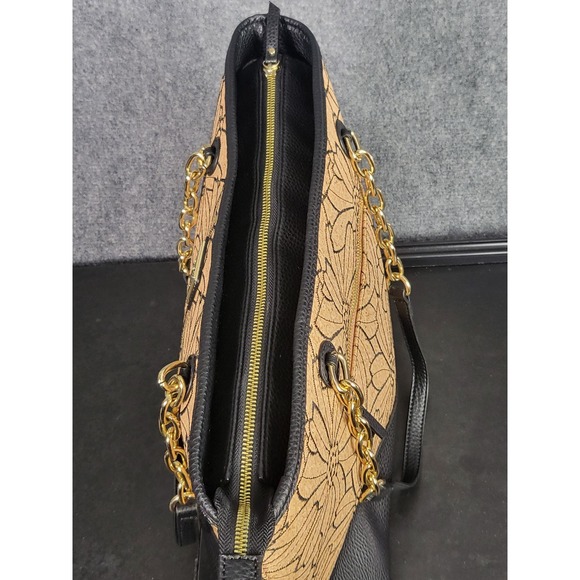 Anne‎ Klein Floral Cork Tote Bag Chain Strap Shoulder Bag Purse - Picture 7 of 11